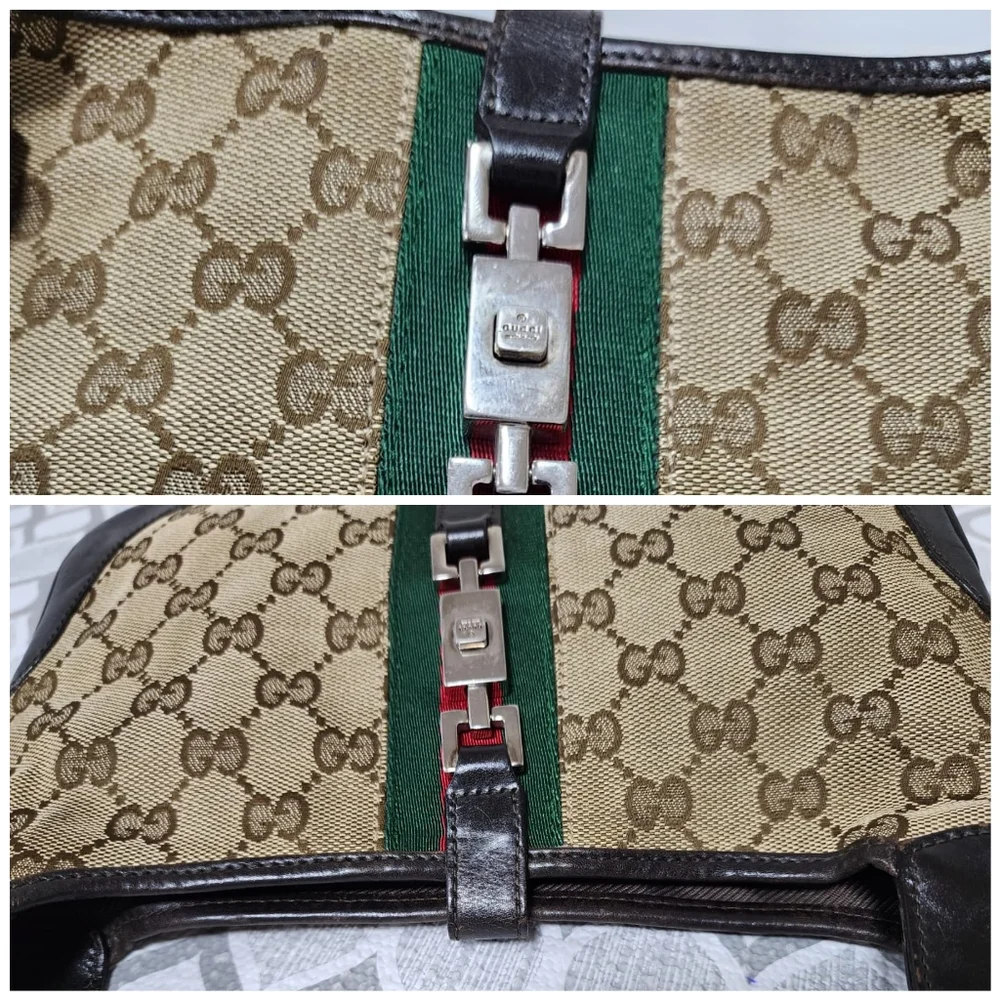 GUCCI GG Canvas Web Jackie O Bouvier Hobo Bag Brown/Beige